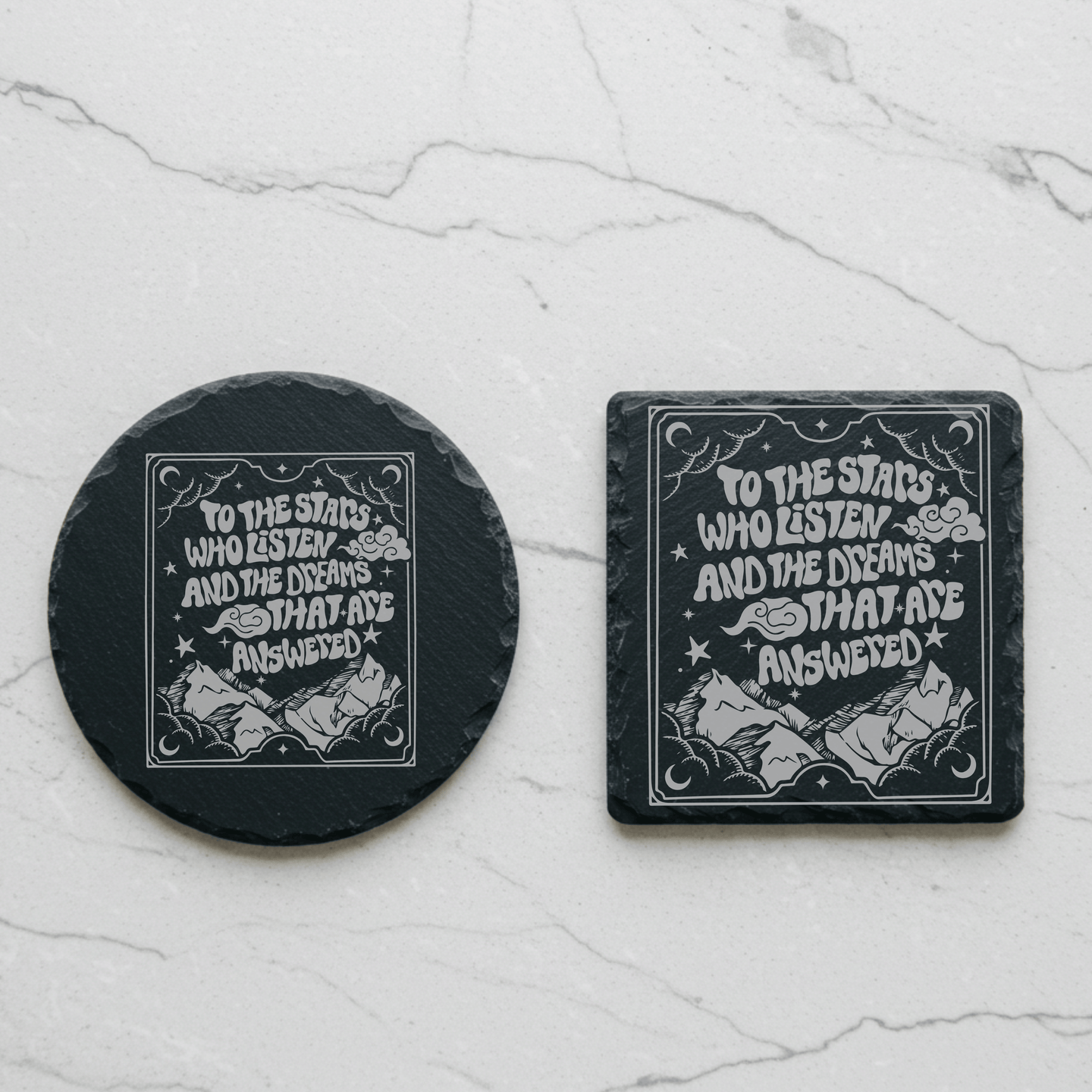 'And The Dreams That Are Answered' Engraved Slate Coaster